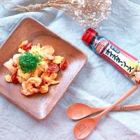 セミドライトマト🍅×卵×エビ🦐のオイスターソース炒め.｡.:*･゜